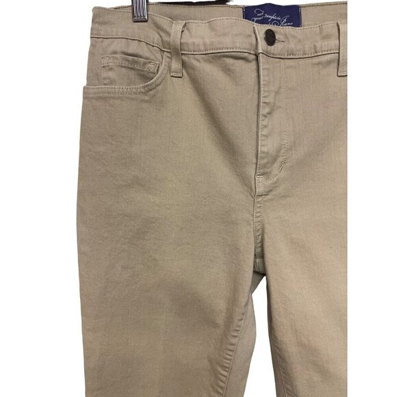 NYDJ Women's Tan Cropped Capris Rhinestone Detail Pants Size 10 - Picture 2 of 12